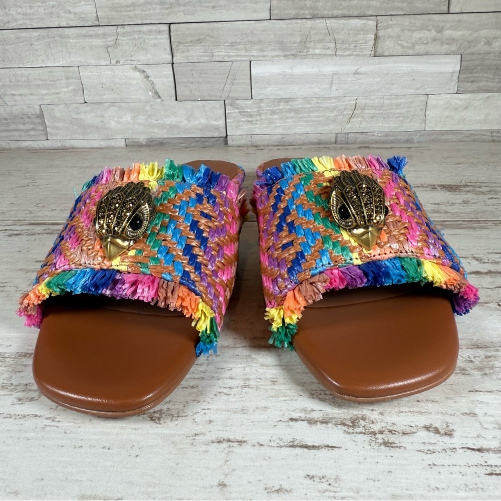 Kurt Geiger Kensington Eagle Casual Flat Raffia Slide Sandals EU 37 New Rainbow - Picture 6 of 16